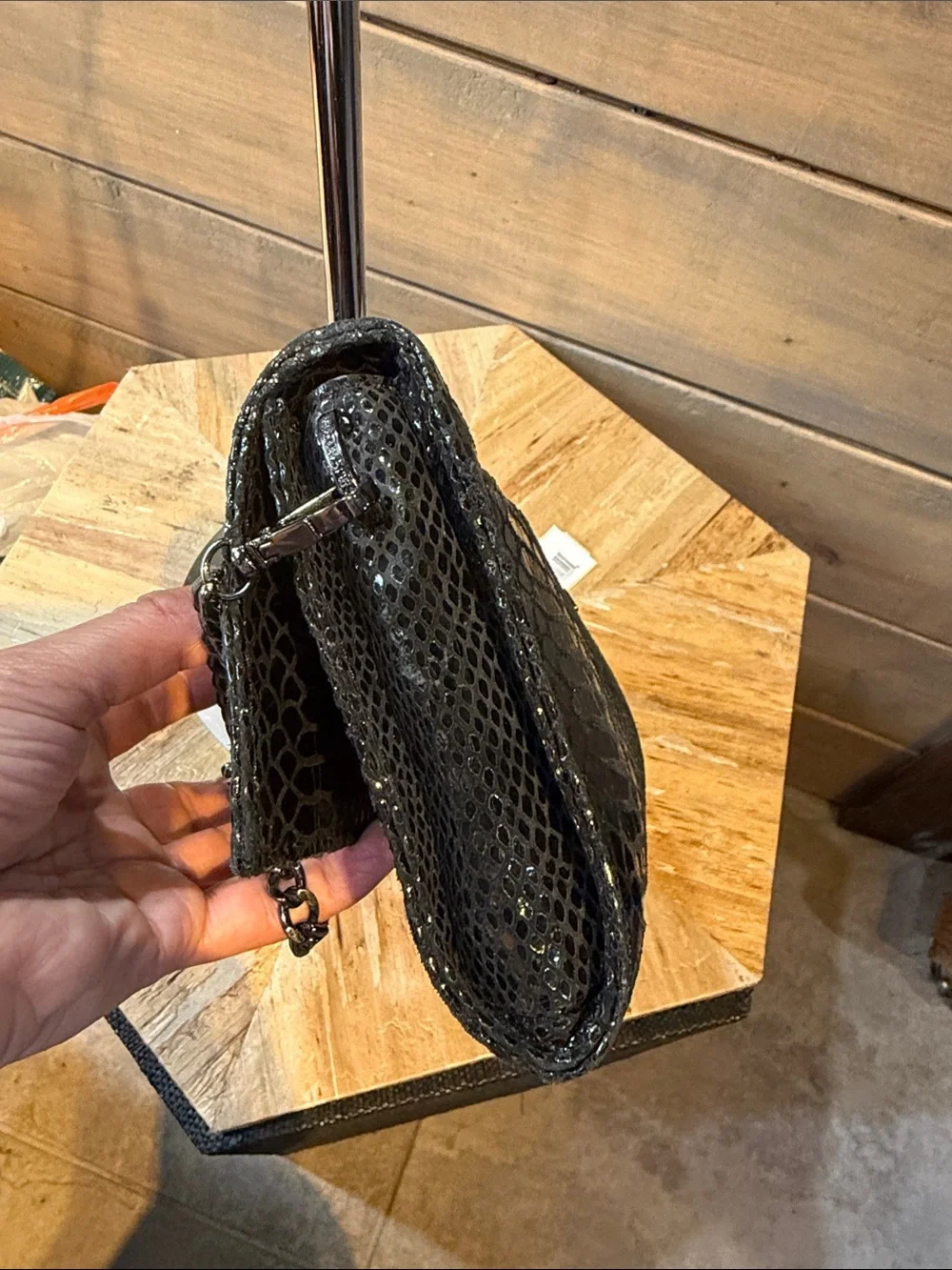 Michael Kors Black Studded Chain Shoulder Clutch Antonia